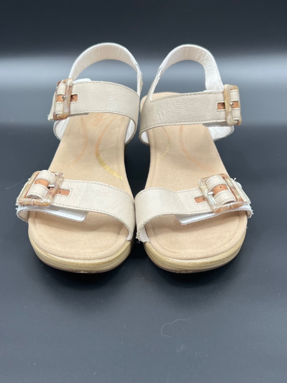 Naot Mode Leather Sandals Women Size 7-7. 5 (EU38) White Ivory Tan Platform EUC - Picture 5 of 10